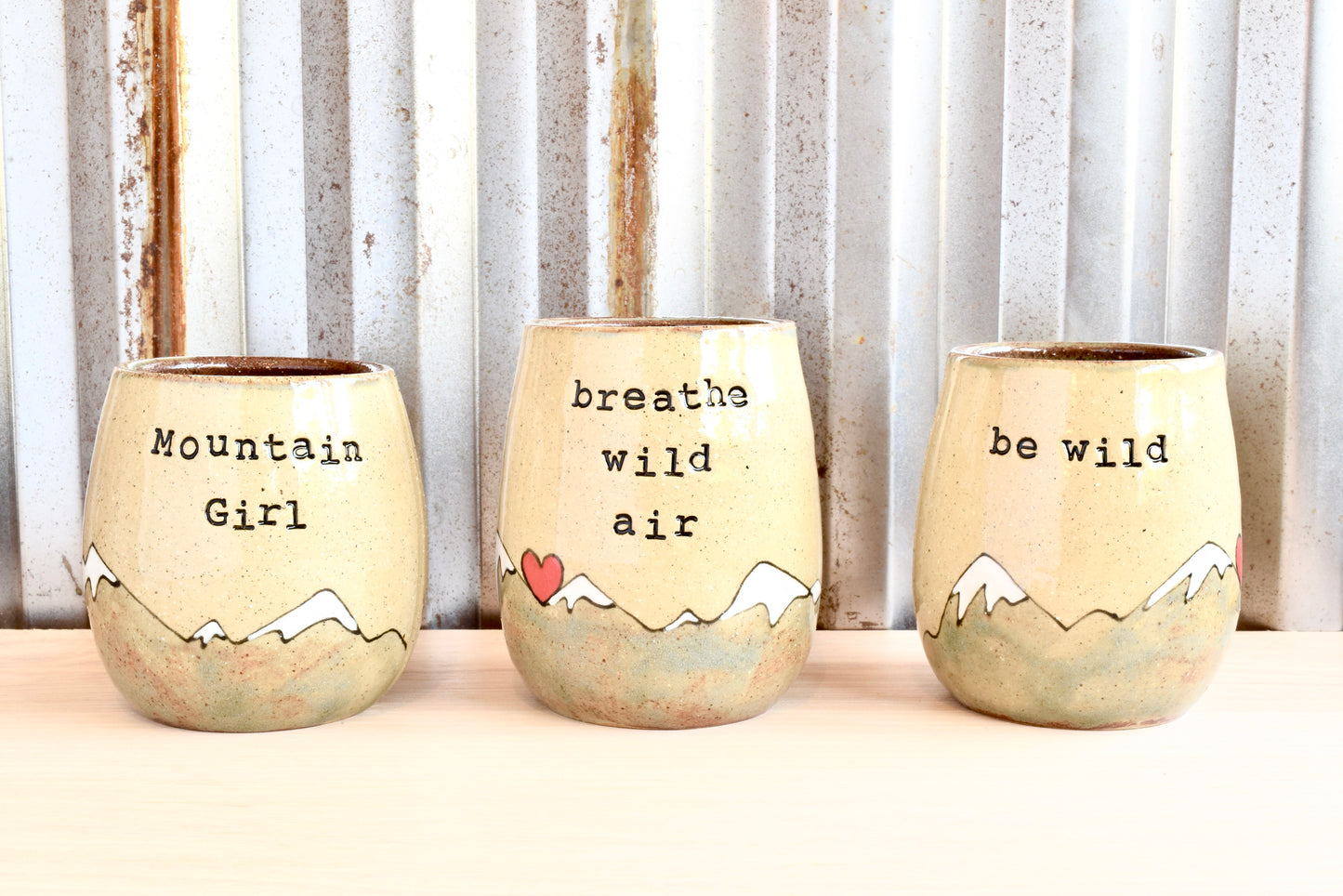 Breathe Wild Air Heart Mountain Wine Tumbler