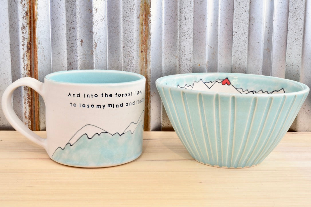 Muir Seafoam Find my Soul Mountain Heart Mug- Shortie