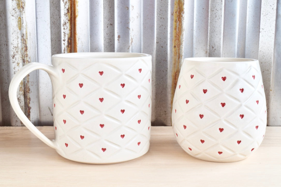 Quilted Heart Wine Tumbler