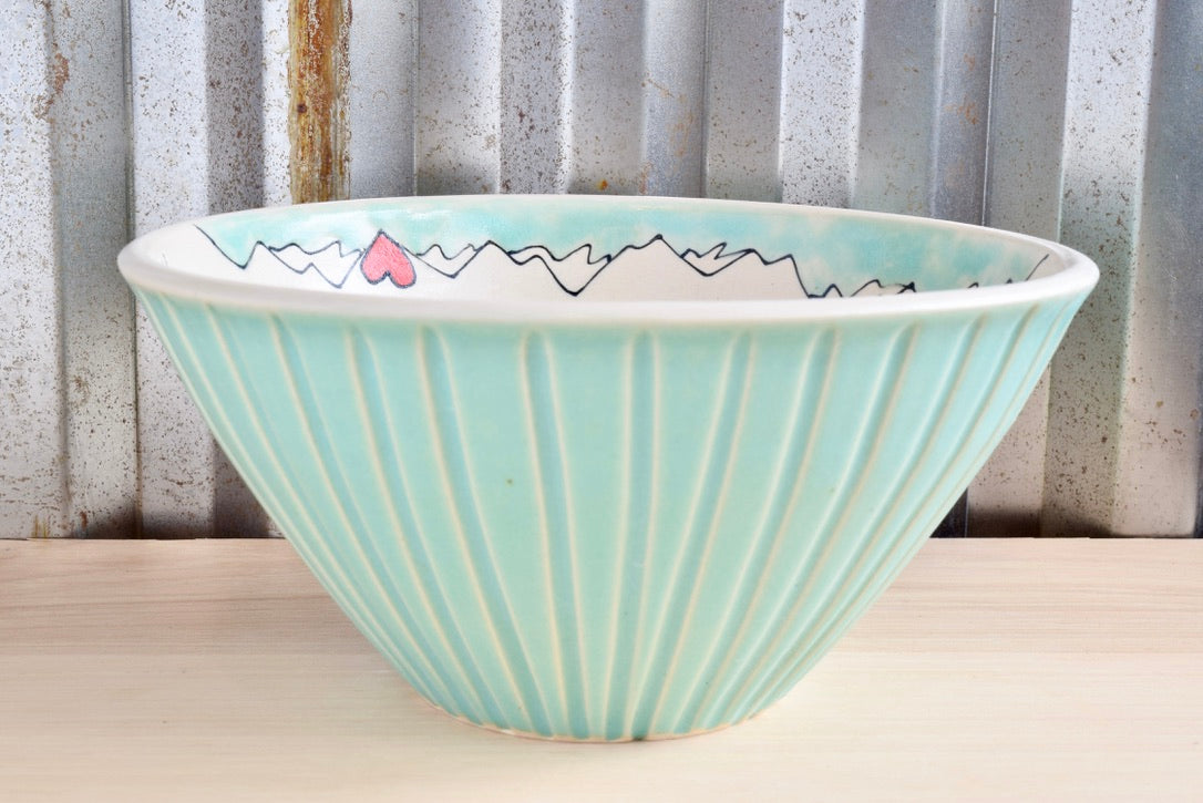Mary Oliver Seafoam Mountain Heart Bowl