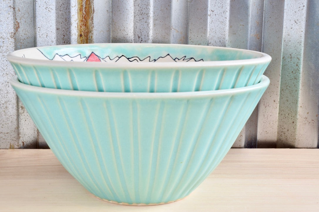 Mary Oliver Seafoam Mountain Heart Bowl