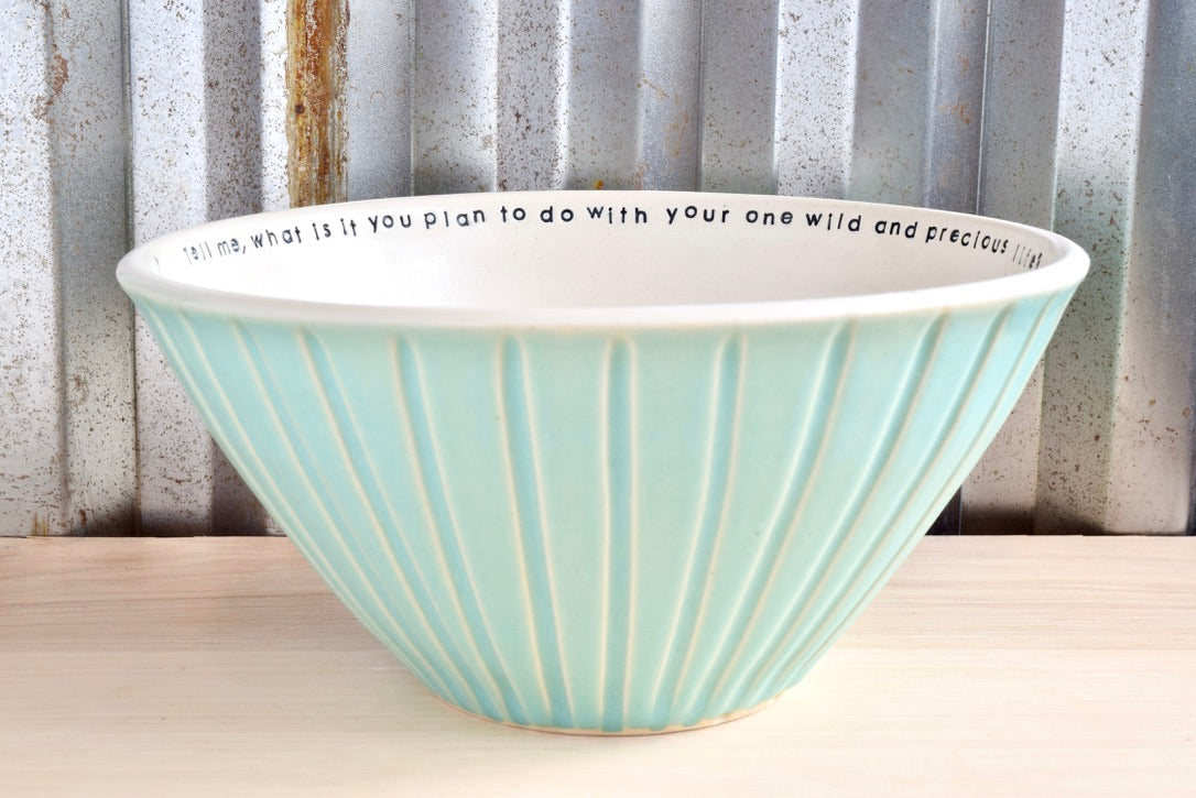 Mary Oliver Seafoam Mountain Heart Bowl