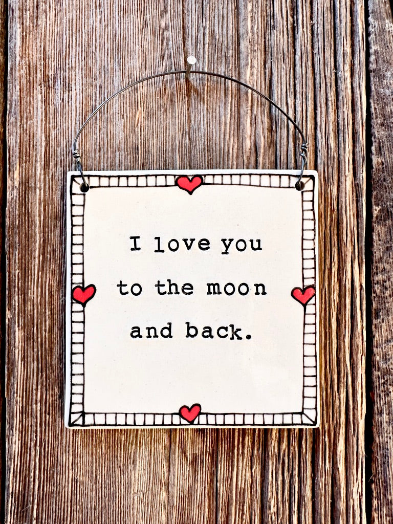 Heart Border I Love You to the Moon Wall Plaque