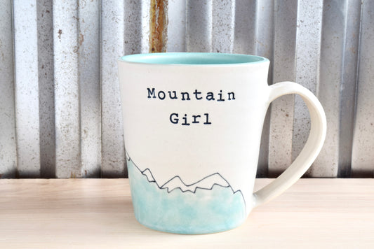 Mountain Girl Seafoam Mountain Heart Mug