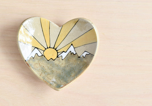 Heart Shaped Mountain Sunrise Ring Dish