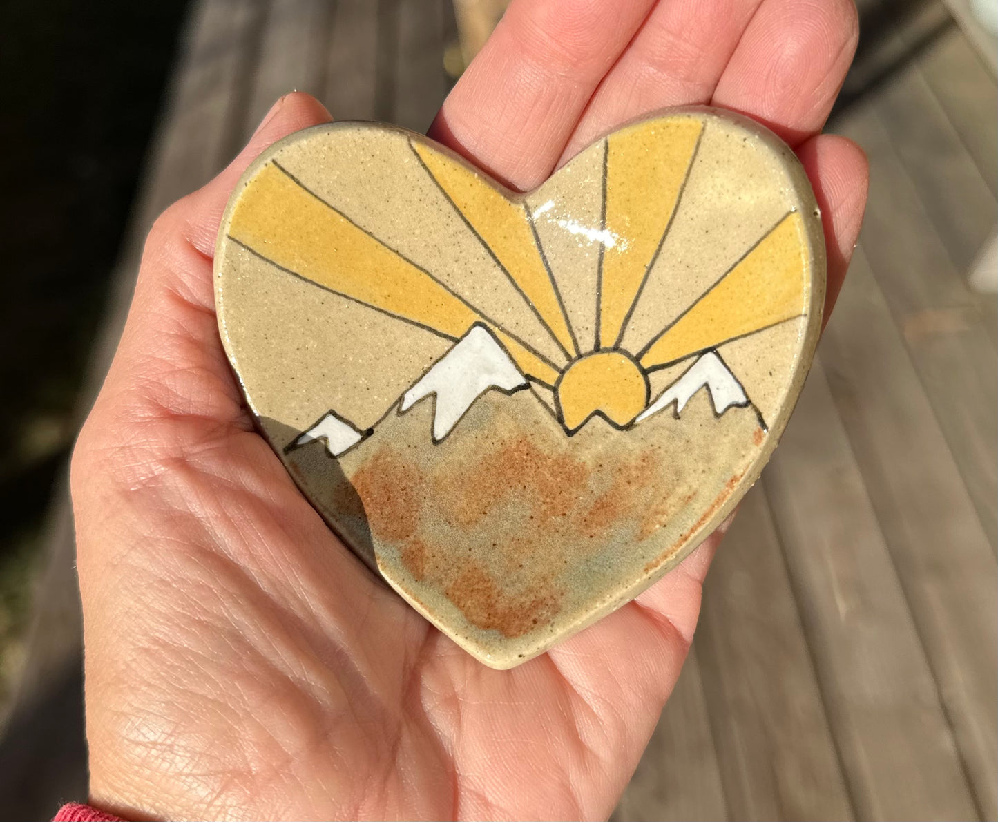 Heart Shaped Mountain Sunrise Ring Dish