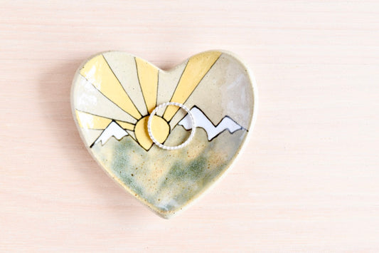 Heart Shaped Mountain Sunrise Ring Dish