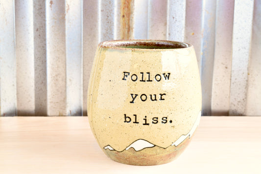 Follow Your Bliss Mountain Heart Wine Tumbler