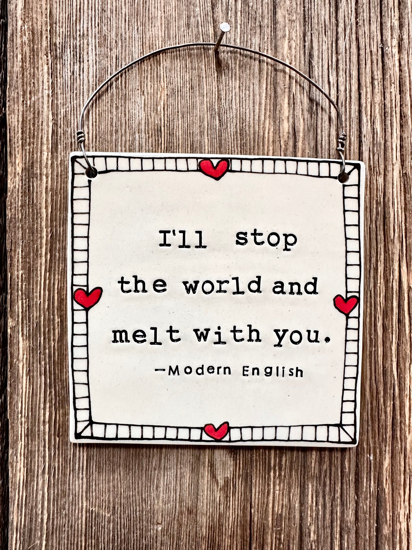 Modern English Heart Border Wall Plaque