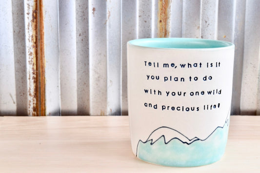 Mary Oliver Seafoam Mountain Heart Tumbler