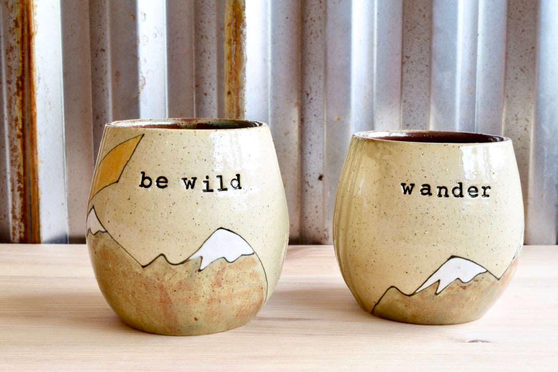 BE WILD Sunrise Mountain Wine Tumbler